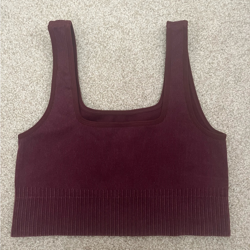 JoyLab Maroon Ribbed Top - Picture 2 of 3